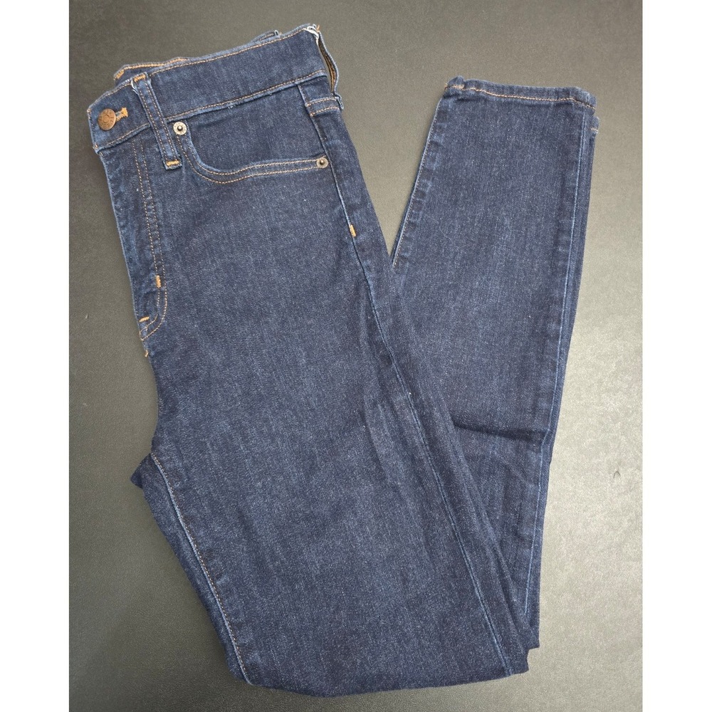 J.Crew High-Rise Skinny Gold Accent Dark Wash Jeans – Size 27 (Like New)